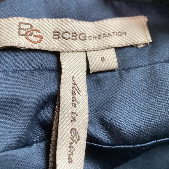 BCBGeneration Blue Black Satin Chiffon Sleeveless Mini Dress Size 0 - Picture 7 of 8